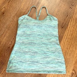 LULULEMON Power Y Tank Size 10 Heathered Teal